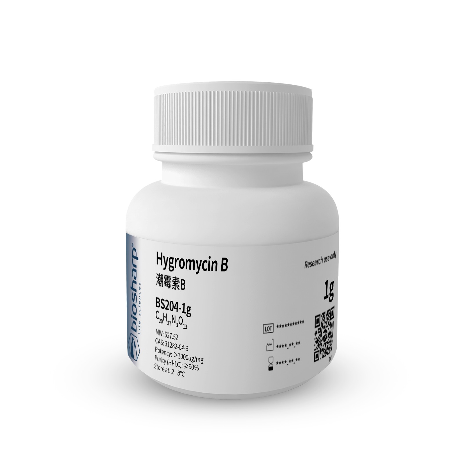 白鲨 Biosharp BS204-1g 潮霉素B/Hygromycin B 科研试剂