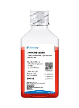 白鲨 BL1915A DMEM高糖液体培养基（含双抗含丙酮酸钠不含HEPES）