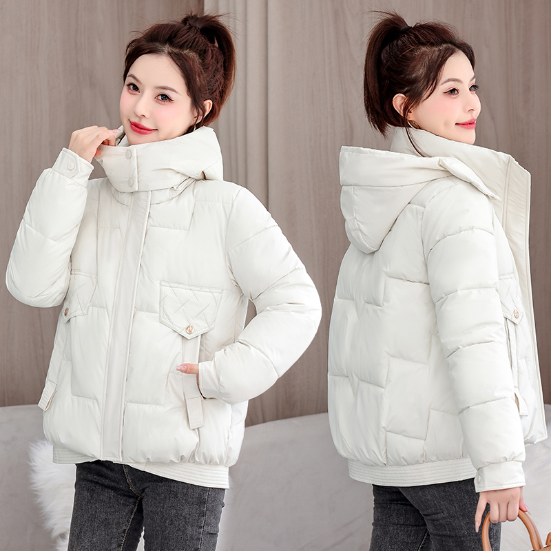 羽绒棉服外套女可拆卸帽2024冬季新款宽松加厚短款棉衣小个子棉袄