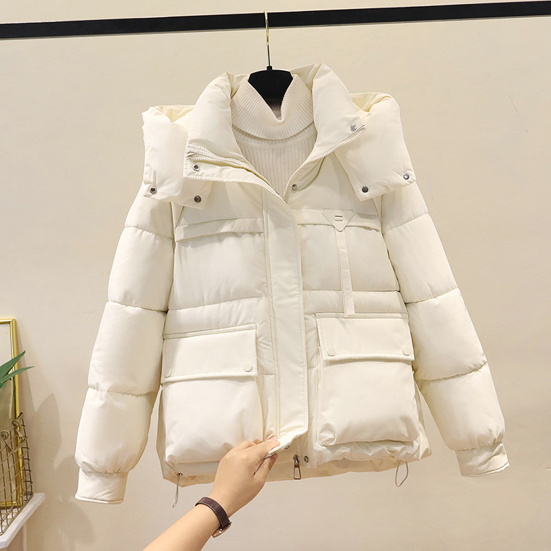 羽绒棉服女2024冬季新款小众设计感宽松棉衣加厚保暖连帽棉袄外套