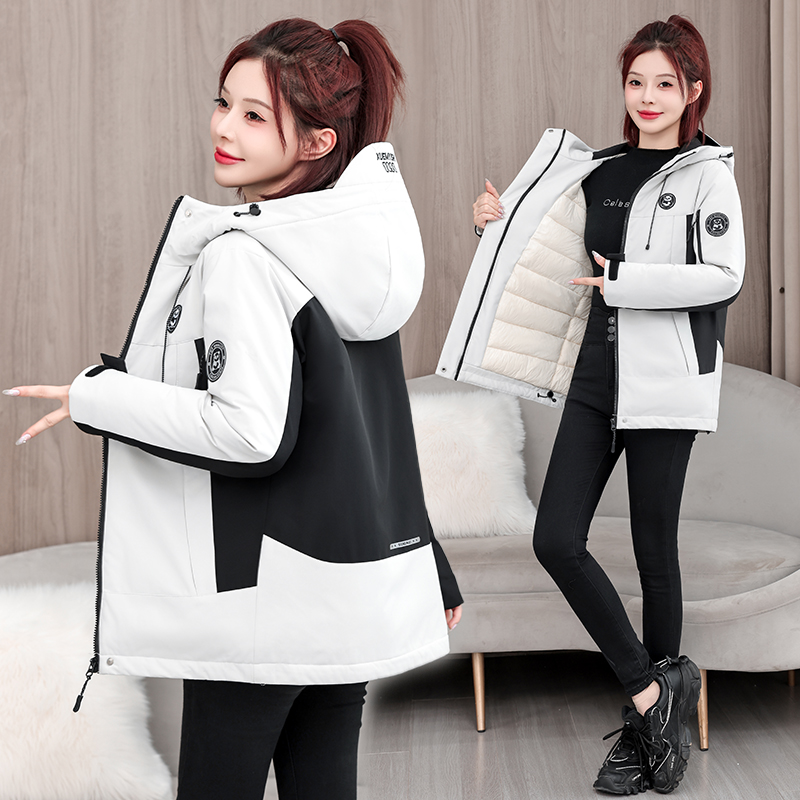 工装羽绒棉服女2025新款冬季加厚夹棉冲锋衣宽松显瘦棉衣棉袄外套