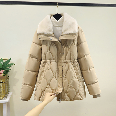 小个子冬季毛领羽绒棉服女士外套加厚收腰显瘦中长款时尚棉衣棉袄