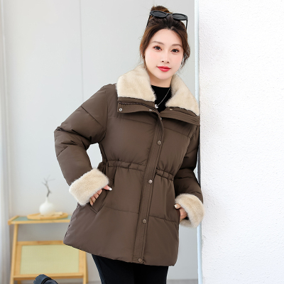 时尚羽绒棉服女冬季收腰新款洋气棉衣外套小个子加厚中长款棉袄潮