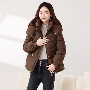 时尚羽绒棉服女冬季2025新款加厚棉衣外套宽松短款连帽超好看棉袄