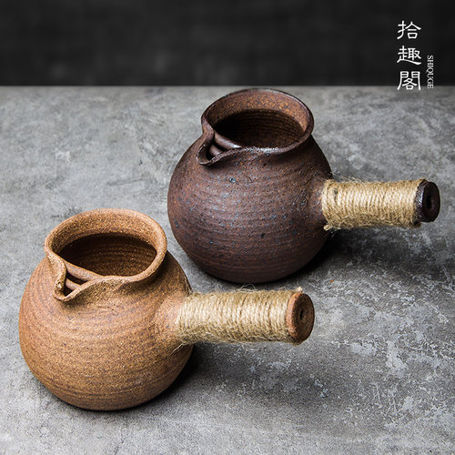 手工粗陶柴烧公道杯复古分茶器