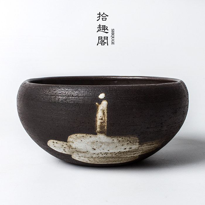 粗陶茶洗宜兴小号手工陶瓷杯洗水盂盆栽花盆渣斗 功夫茶具道零配
