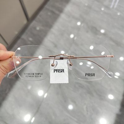 PRSR帕莎PJ79018眼镜框男超轻钛架方形无框可配近视度数眼镜女潮