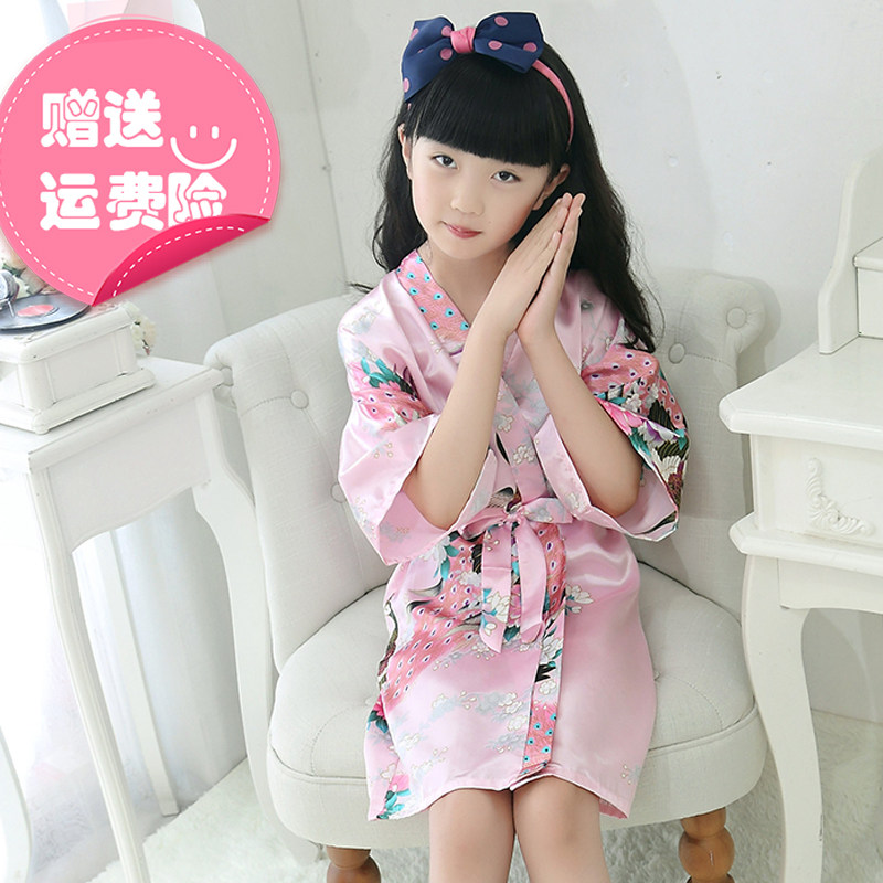 Girls nightgown Nightdress Thin section Simulation Silk summer lovely Japanese kimono princess children Pajamasin the Children/Baby/Family fitted , Children tracksuit , Home gowns/Nightwear  category - from Buy2taobao.com to provide professional Taobao agent buy service
