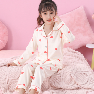 女童睡衣春秋纯棉长袖儿童中大童可爱宝宝小女孩2025新款套装薄款