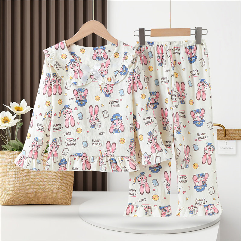 女童夏季云朵棉薄款家居服套装