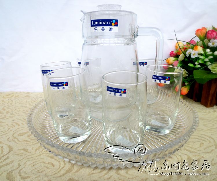 透明水晶玻璃水果盘壶水杯茶盘