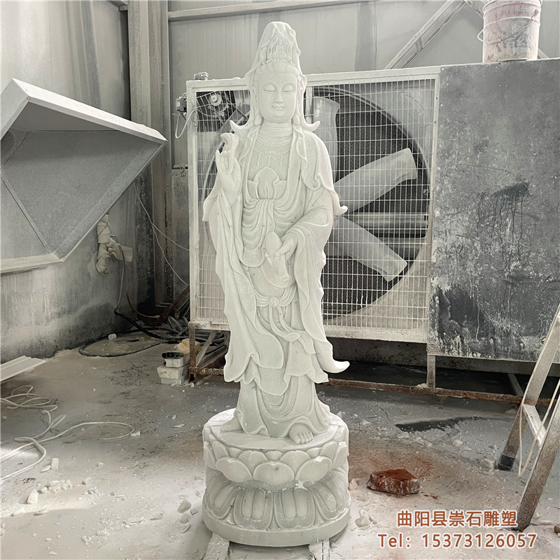 崇石雕塑石雕汉白玉观音菩萨像佛像文化广场雕塑寺庙供奉大型摆件