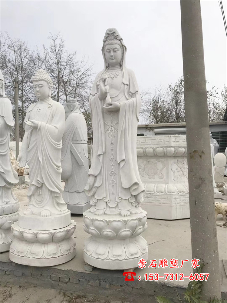石雕滴水观音佛像佛头寺庙汉白玉石雕