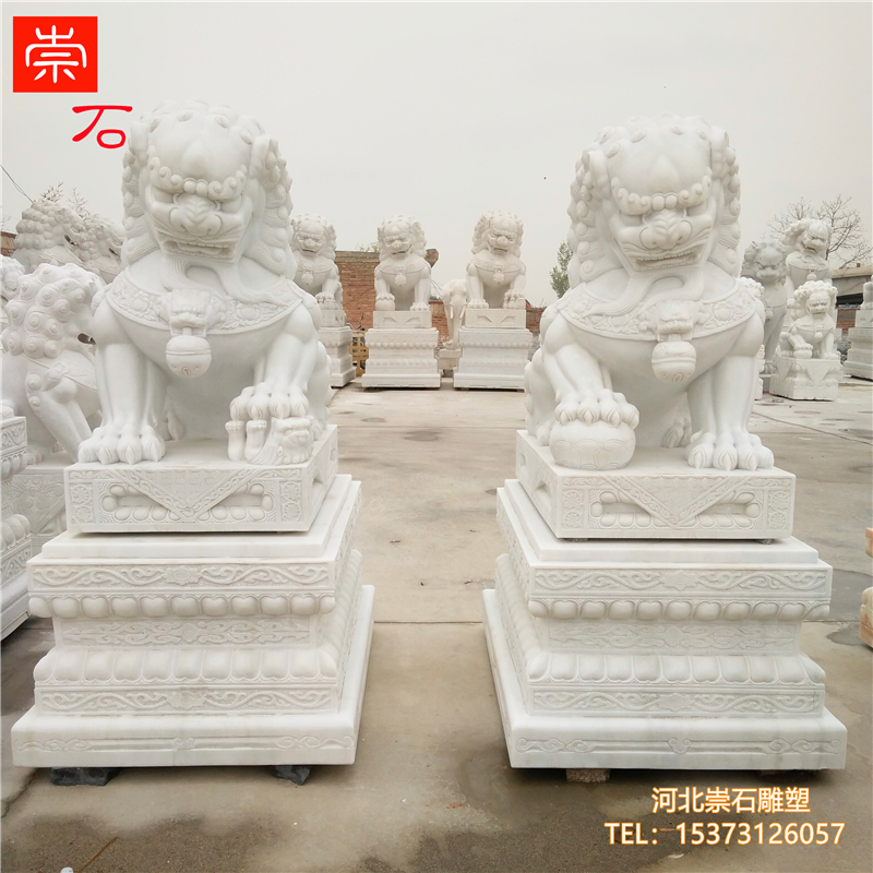 石狮子石雕大型青石头汉白玉一对看门镇宅家用公司企业大门口摆件