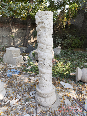 石雕青石盘龙柱龙浮雕石柱广场花岗岩寺庙祠堂庭院大门双龙柱