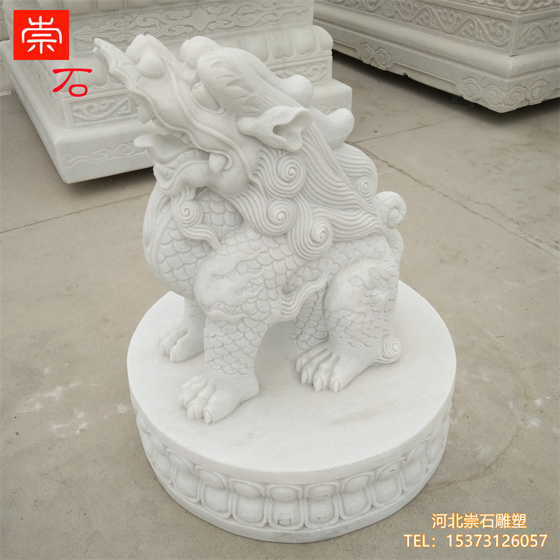 石雕汉白玉望天犼仿古石雕望天吼朝天吼镇宅神兽华表龙兽摆件雕塑