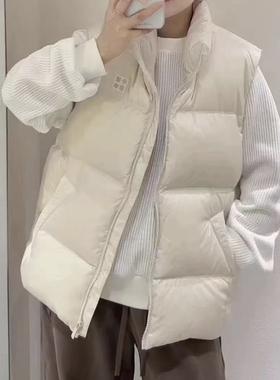 中国李宁vital系列男女同款宽松立领简约保暖舒适羽绒马甲AMRU057