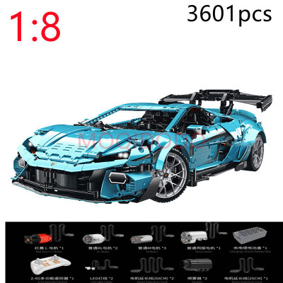 GULY古励10660兰博小牛1：8遥控跑车拼装积木模型玩具跨境