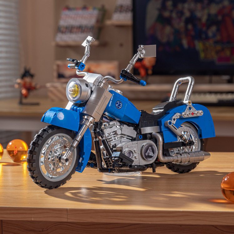 小角度JD001-03精美潮玩复古创意仿真摩托车益智积木玩具摆件跨境