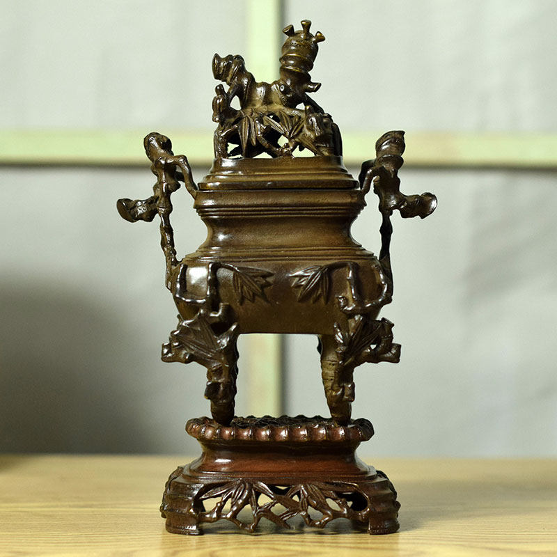 苏工纯铜竹节四足双层熏香炉双耳鼎熏香炉茶桌摆件居家室内用品,家居饰品,香薰炉,淘宝优惠券,粉丝福利购,淘宝优惠卷