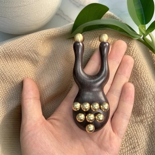 吴忠良正宗紫光檀黄铜小青蛙按摩器面部筋膜提升脸部提拉通用疏通