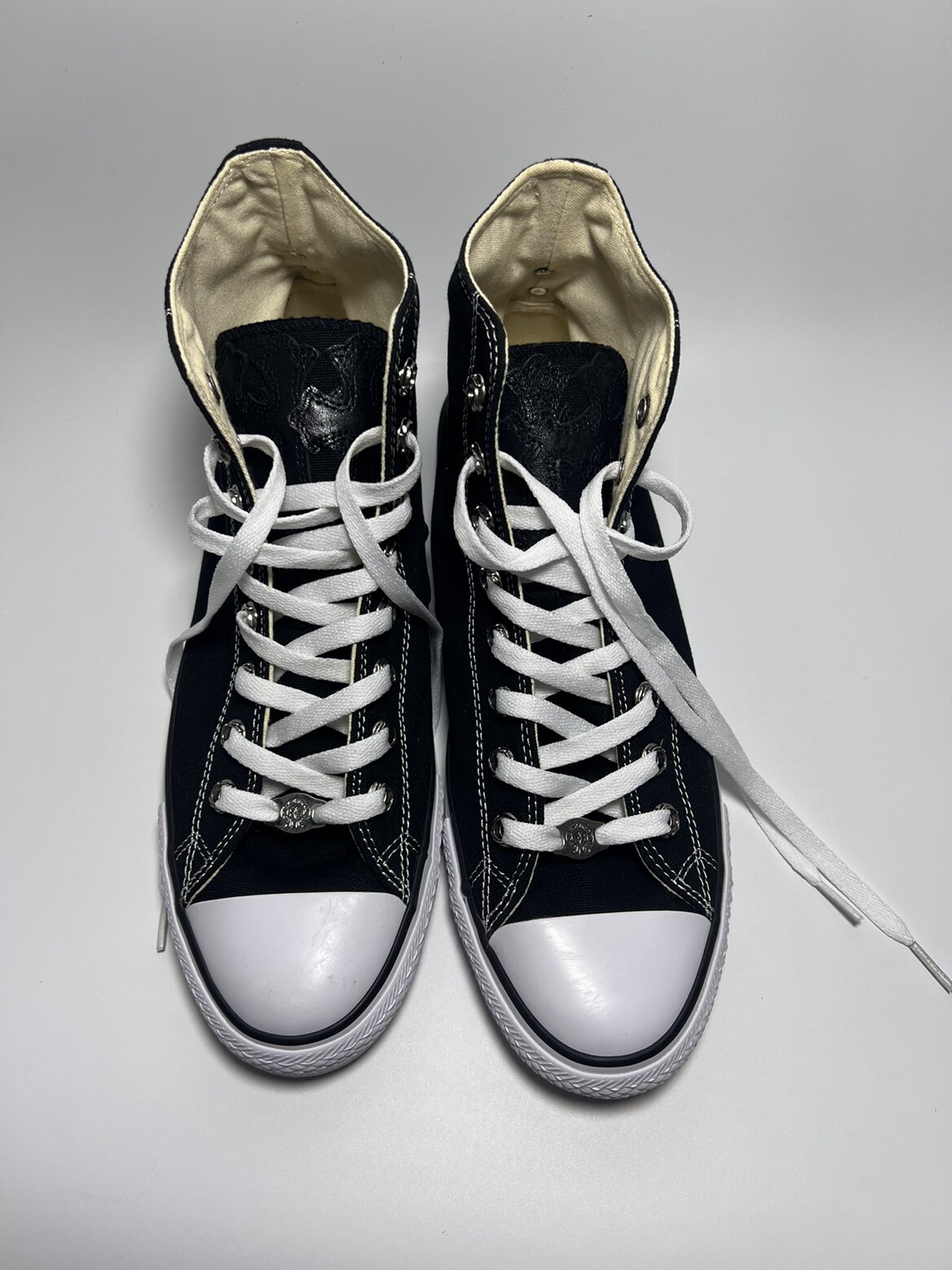 thumbnail for REMAKE high top canvas shoes custom cross embroidered orange leather air eye buckle casual trend solid color lace-up shoes