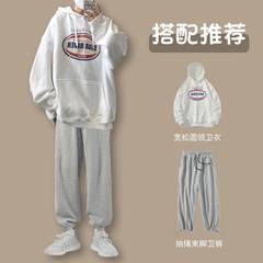 秋季连帽卫衣男装一套搭配帅气休闲运动套装宽松百搭潮流情侣装12