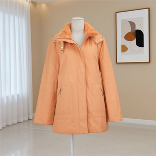 2026春季 活力橙色毛领大口袋外套女气质休闲百搭43793 新款