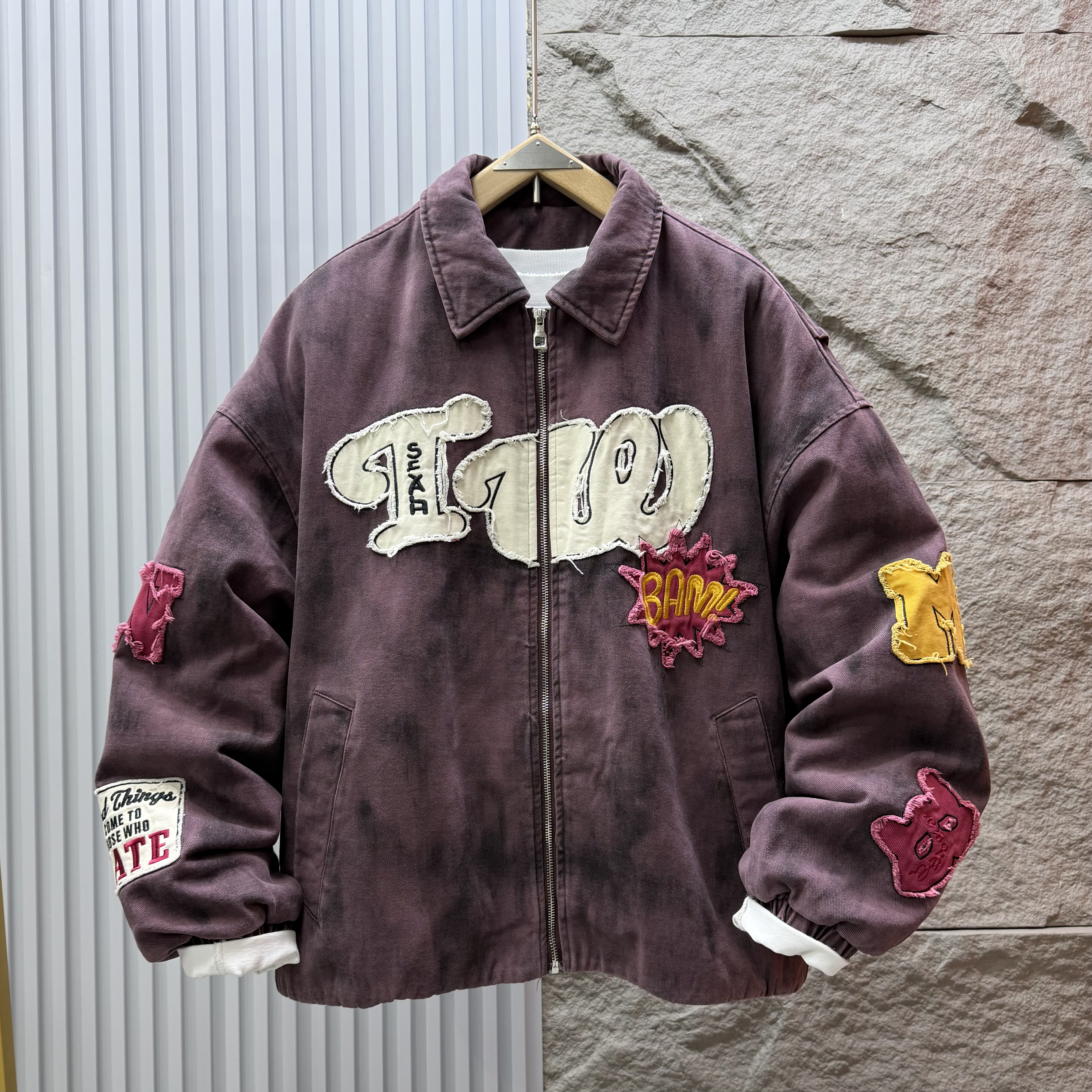 冬季男女款宽松翻领彩绘棉衣