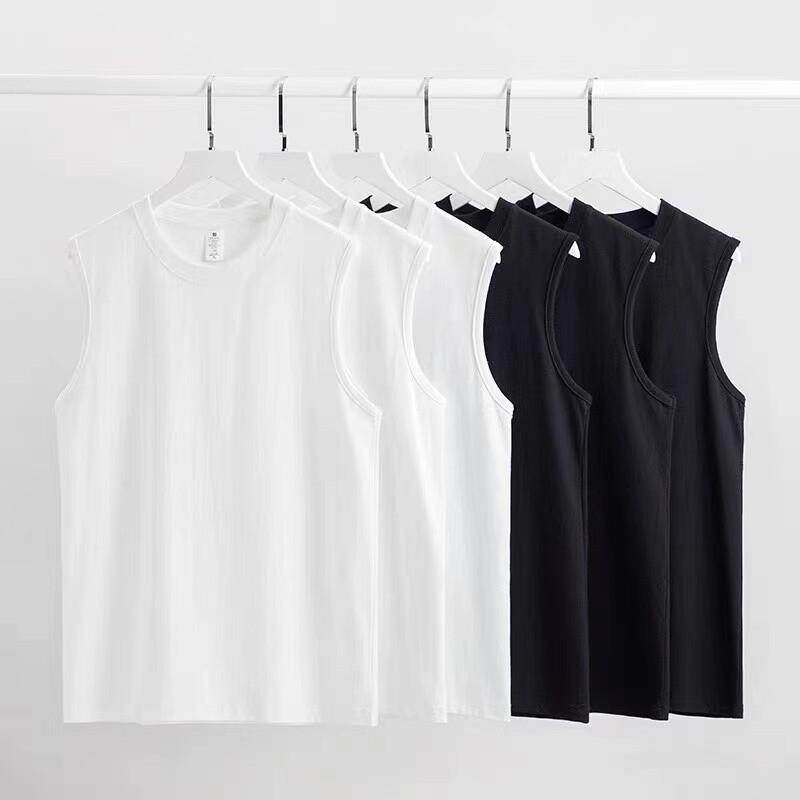 300g纯棉健身运动无袖背心男女宽松2025夏季内搭白T恤坎肩打底衫