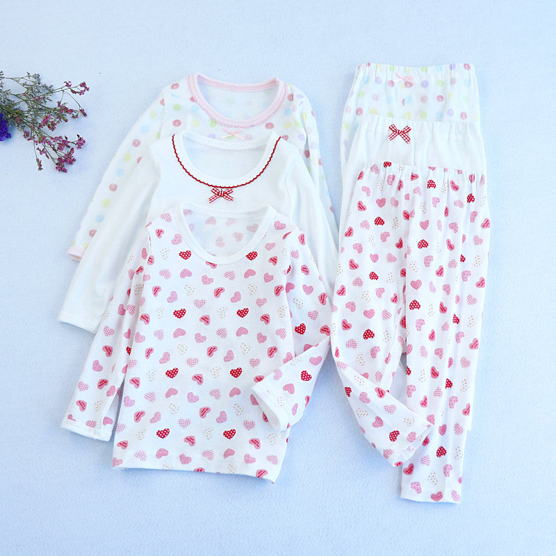 3件装儿童秋衣秋裤 女童纯棉长袖打底衫居家打底裤睡裤薄款无荧光|ruв категории Детская одежда, детей белье, теплые брюки - от Buy2taobao.com для оказания профессиональной услуги покупки агента Taobao