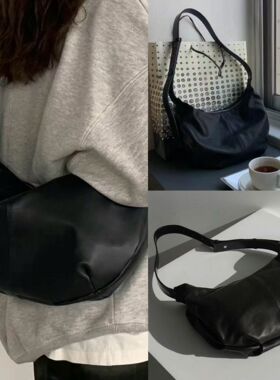 25韩国小众设计NW饺子包头层牛皮单肩斜挎包真皮休闲百搭通勤包女