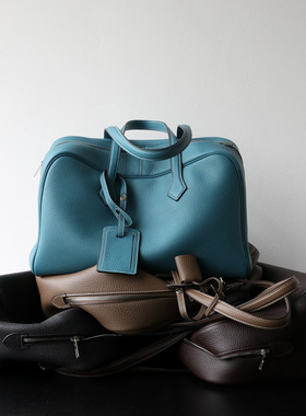 高级感轻奢头层牛皮波士顿真皮女包简约保龄球腋下包手提斜挎包