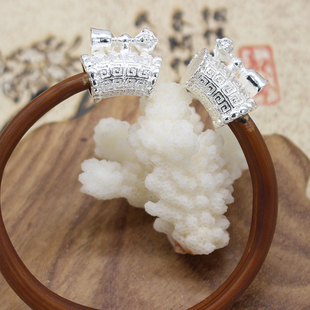 西藏山南鸡血藤手镯配件饰品弯管藏银 金刚藤套头配饰DIY手工制作