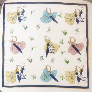 【高级尖货】真丝双绉100%桑蚕丝紧致花边方巾透气丝巾高端小披肩