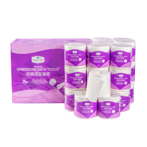 costco开市客SAM代购MM经典压花卷筒纸巾4层180g*24加厚柔韧亲肤