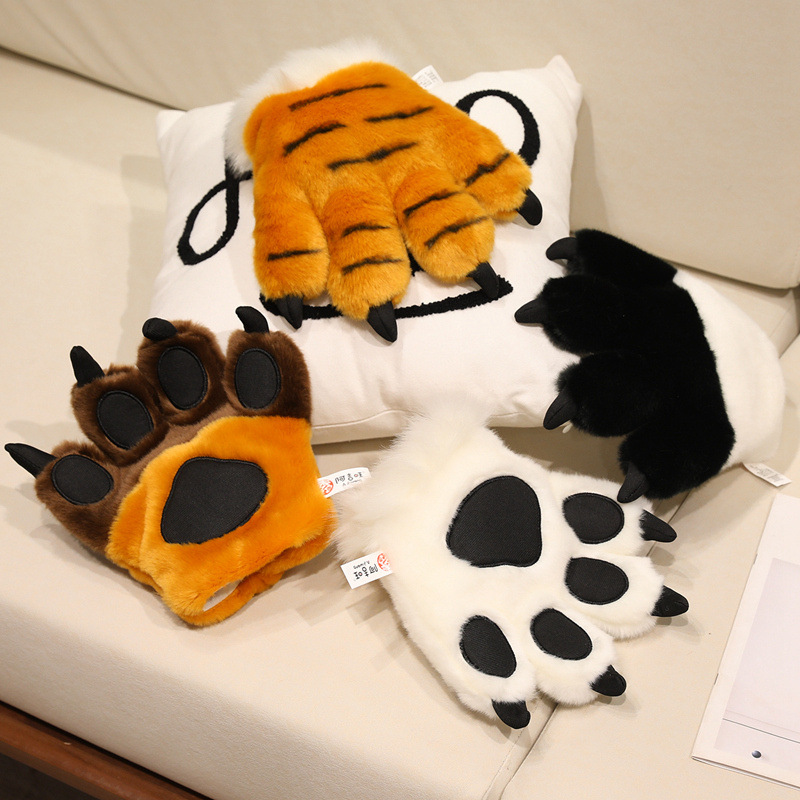 仿真白老虎爪子表演道具大狗熊手套玩偶动物熊猫公仔毛绒玩具礼物