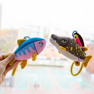 钓鱼绝不空军系列动物包包挂件海洋鱼类鳜鱼鲈鱼解压毛绒玩具礼物