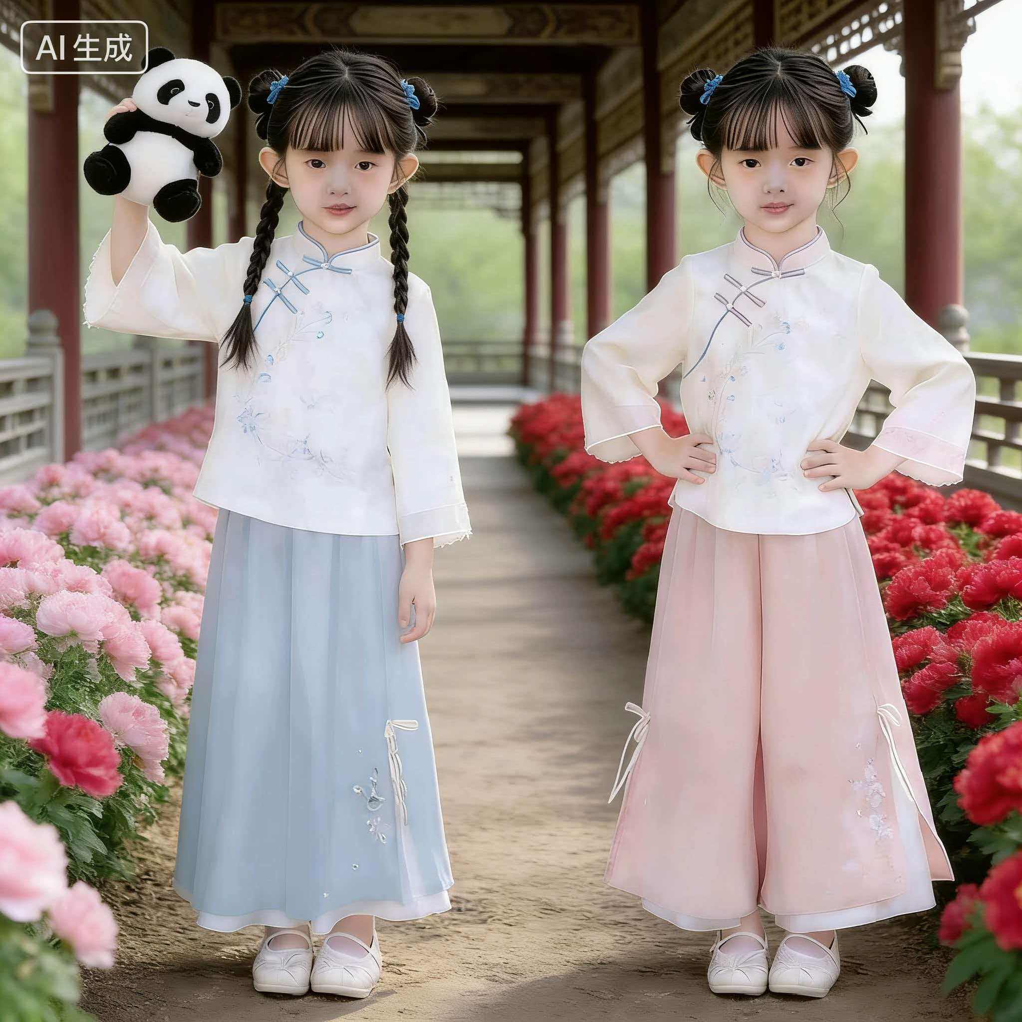 女童汉服春秋款新中式国风儿童古装中国风小女孩套装裤裙古风唐装