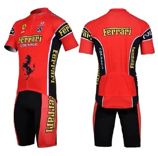 红色法拉利山地自行单车短袖骑行服动感单车服骑行上衣骑行裤男女