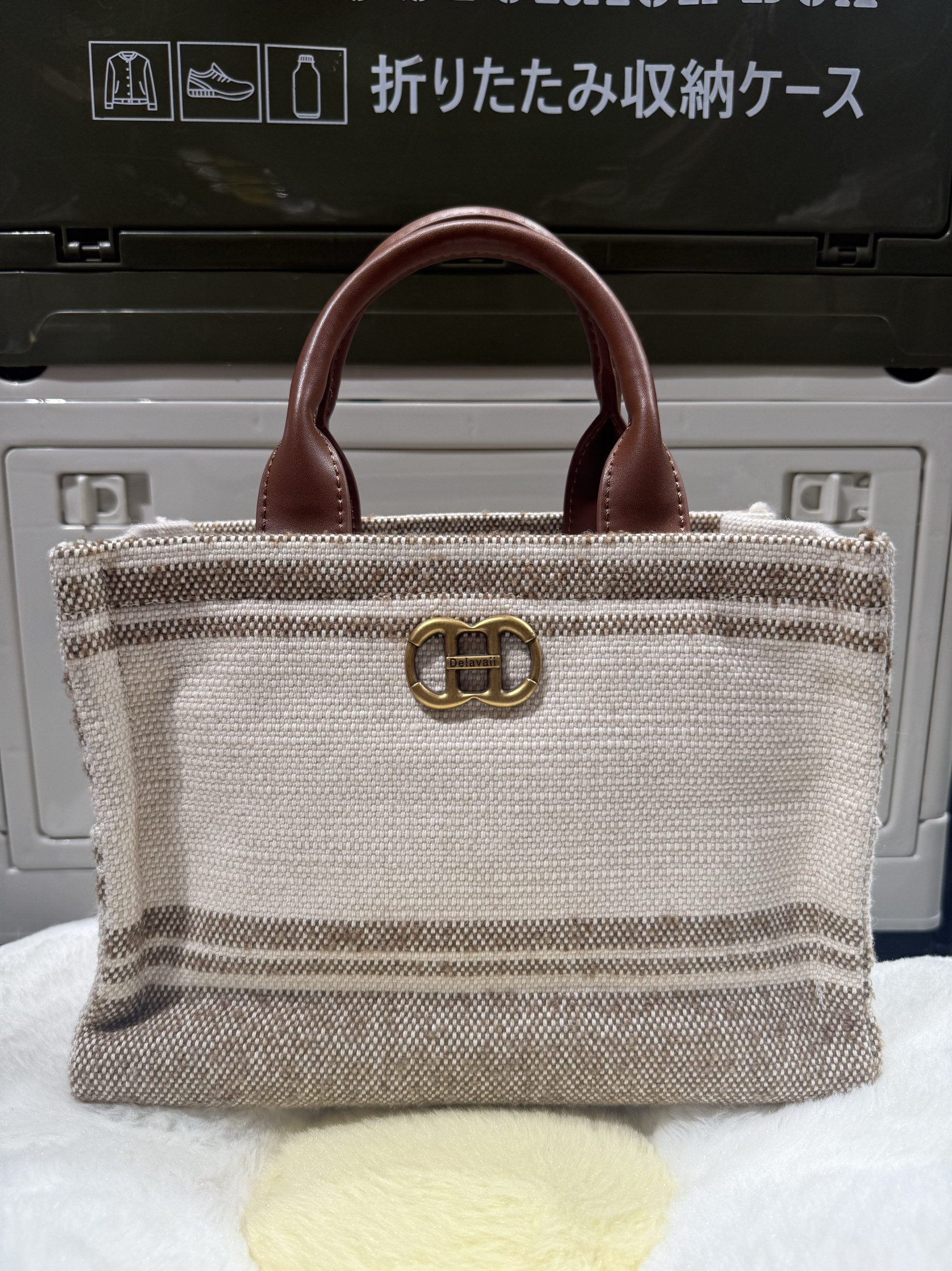 2026新款时尚小众设计手提编织亚麻拼接百搭单肩斜挎休闲通勤女包