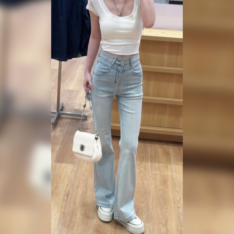 美式辣妹风低腰直筒牛仔裤女显瘦修身长裤百搭时髦显腿细长