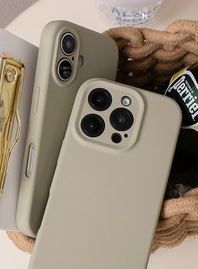 沛鱼卡其绿iphone15promax手机壳iphone14pro液态硅胶保护套max适用苹果15pro精孔全包防摔咸菜色高级温柔软