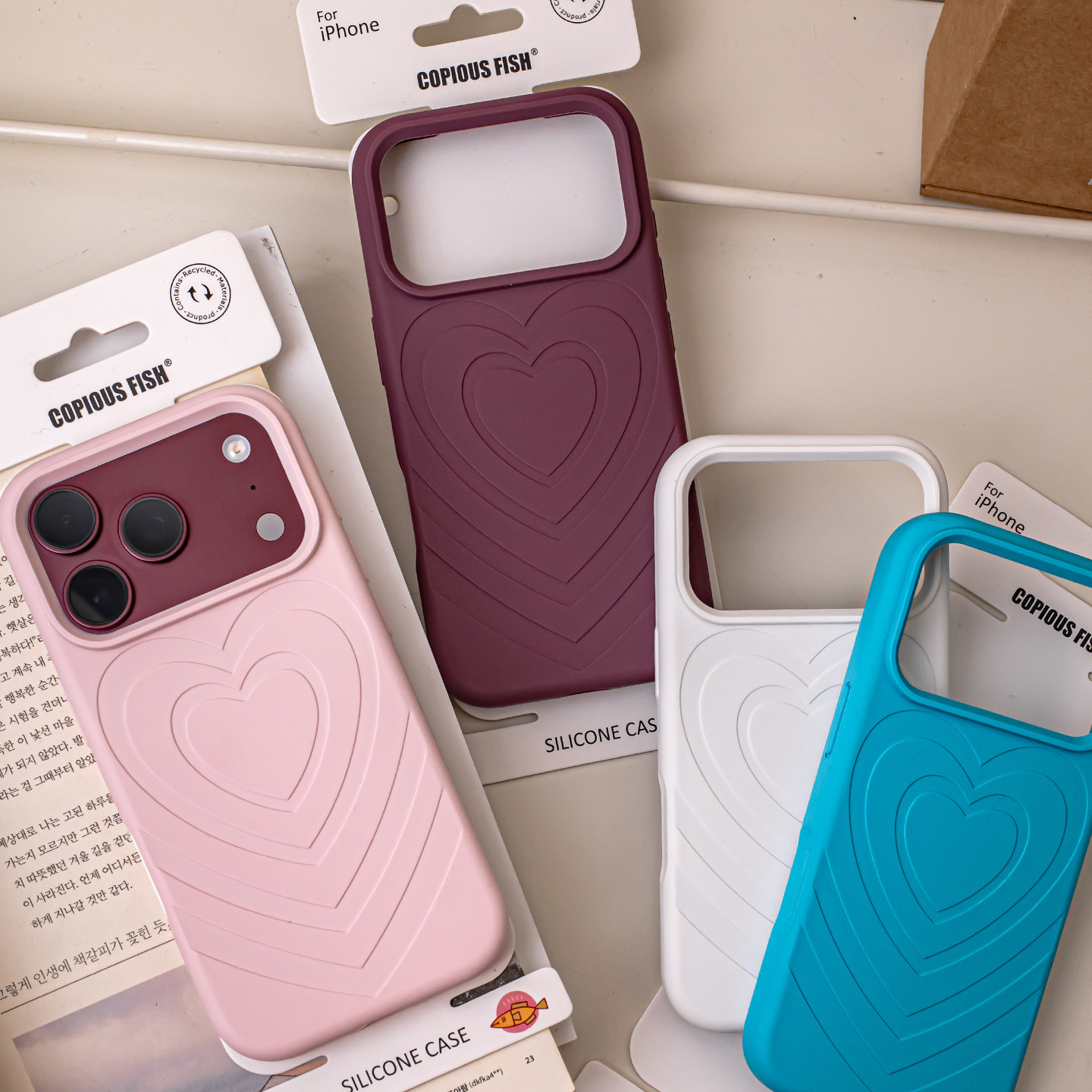 沛鱼iphone18promax手机壳适用苹果18pro液态硅胶保护套iphone17pro爱心波漾MAX浮雕PM软拍18P照键全包防摔