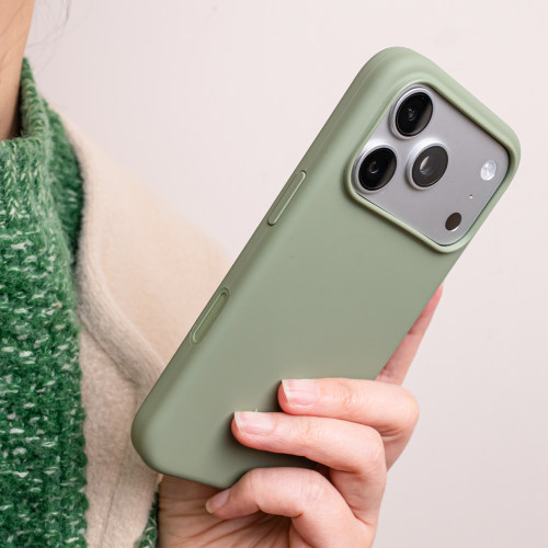 沛鱼iphone17promax手机壳苹果17液态硅胶17pro官方同款保护套浅苔绿色全包可挂绳背带防摔磁吸超软糯薄磨砂