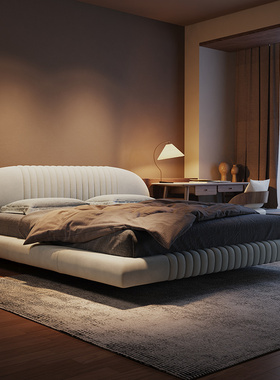 极简大师 意式轻奢布艺床现代简约北欧1米8双人床主卧婚床软包床