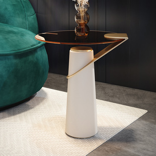 极简大师 意式轻奢边几简约现代小桌子家用客厅家具钢化玻璃茶台