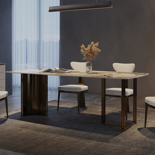 极简大师意式轻奢原创岩板餐桌