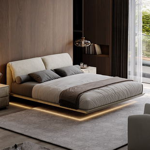 大象耳朵悬浮床大小户型卧室亲肤磨砂软包婚床2023新款双人布艺床