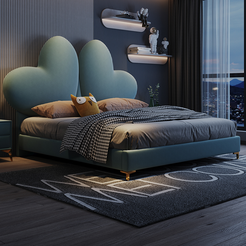 极简大师意式轻奢布艺床儿童床